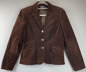 Chaqueta Blazer American Living Mujer 10 Marrón Terciopelo Clásico Academia Dinero Antiguo - Imagen 1 de 13