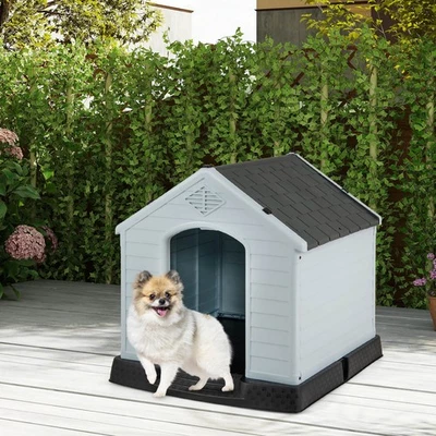 Petsjoy Casa para Perros Mascotas Cachorros Refugio Impermeable Interior/Exterior Ventilar Gris Foto 1 de 4
