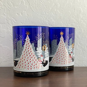 2er Set Vintage Noritake Twas The Night Before Christmas blaue Glas Tassen - Bild 1 von 8