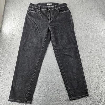 Pantalones de mezclilla Eileen Fisher para mujer 10 negros elásticos tiro alto tobillo algodón orgánico Foto 1 de 4