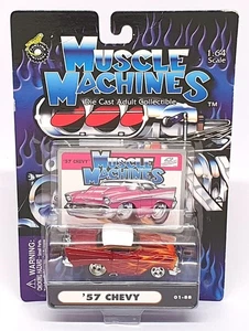 Muscle Machines 1/64 Scale 71151 01-88 - 1957 Chevrolet Chevy - Dk. Red/White - Picture 1 of 5