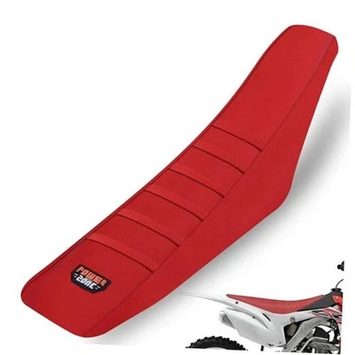 Cubierta de asiento de moto de cross - Funda de asiento universal a rayas blancas para moto de cross todo rojo Foto 1 de 4