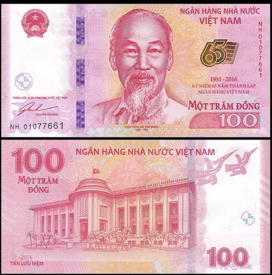 2016 Vietnam 100 Dong 65th Anniversary COMM. P 125 NEW UNC Banknote - Image 1 of 2