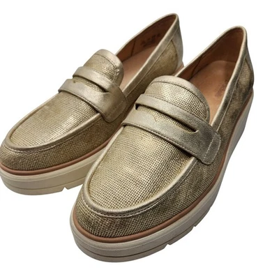 Dr. Scholls Nice Day Max Gold Metallic Loafer Platform Wedge Shoes 9.5M Foto 1 de 4