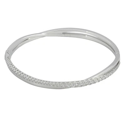 Swarovski Ladies Twist Rhodium Plated Bangle, Size Large - Image 1 of 4