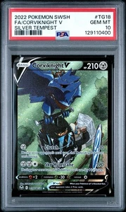 2022 POKEMON SWSH SILVER TEMPEST TRINER GALLERY #TG18 CORVIKNIGT V FA PSA 10 - Picture 1 of 1