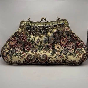 Vintage Beaded Carpet Bag - Brass Closure - Handbag - Picture 1 of 6