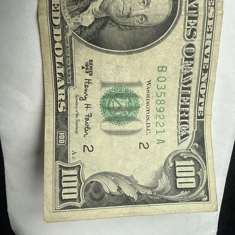 Серия 1963 A $100 сто долларов банкнота старый стиль маленькая голова очень хороший банкнота - Изображение 1 из 4