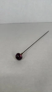 Antique Purple Glass Topped Hatpin 9" Long Victorian Cottage Core Hat Pin - Picture 1 of 7