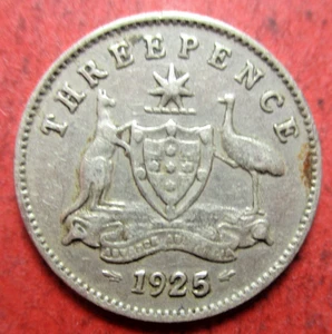 1925 AUSTRALIAN THREEPENCE COIN - 0.925 SILVER - # 132/9/25 - Picture 1 of 3