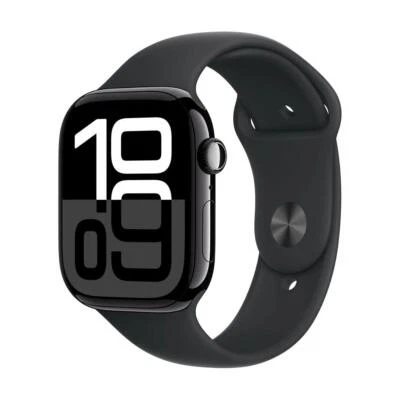 Apple Watch Series 10 GPS 46mm Jet Black Aluminium Case with Sport Band (M/L) - Image 1 of 4