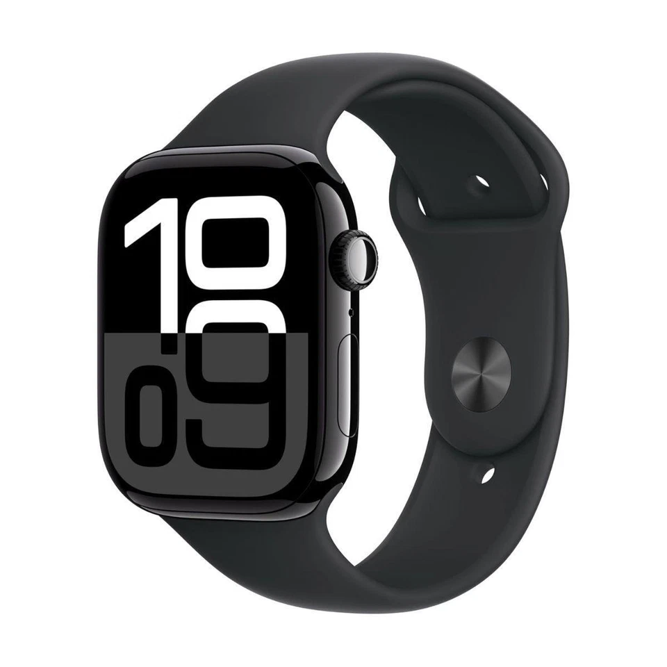 Apple Watch Series 10 GPS 46mm Jet Black Aluminium Case with Sport Band (M/L) - Image 1 of 4