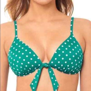 Salt + Cove Women's Teal/White Dot It Goin On Push-up Triangle Bikini Top sz S - Picture 1 of 3