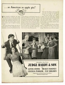 Judge Hardy & Son Mickey Rooney 1939 Vintage Movie Promo Print Ad - Picture 1 of 1