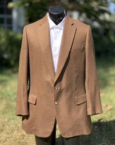 Paul Stuart 100% Cashmere Dual Vent Check Weave Blazer Sport Jacket 43 Tall Long - Picture 1 of 7
