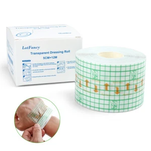 Cinta de vendaje adhesiva transparente rollo de vendaje impermeable cinta enrollada 5 cm x 12 m - Imagen 1 de 6