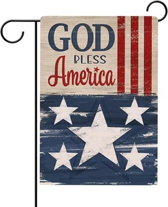 God Bless America 4Th of July Patriotic Garden Flag Double Sided, USA Memorial D - Picture 1 of 7