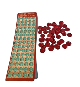 One Original Bingo Matic Bingo Card By Transogram and 50 Random Bingo Markers - Picture 1 of 6