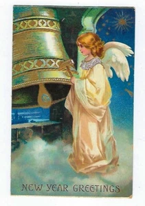 1908 Postal de Año Nuevo Ángel Suena - En relieve - Publicado - Arte Internacional - Imagen 1 de 2