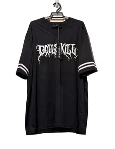 Dolls Kill (L) Exklusives Oversized Trikot Gr. L Schwarz Weiß World Tour Totenkopf Neu mit Etikett - Bild 1 von 3