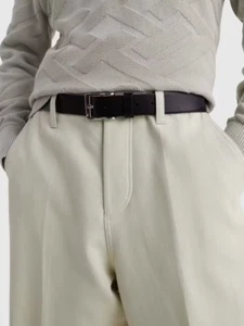 Tommy Hilfiger Mens Black Leather Belt Designer Aly - Picture 1 of 9