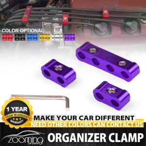 3x Purple Aluminum Engine Spark Plug Wire Separator Divider Organizer Clamp Kit - Picture 1 of 12