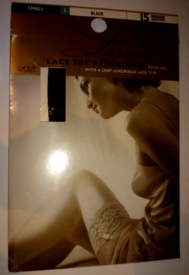 VINTAGE LACE TOP STOCKINGS BLACK , ST.MICHAEL , 15 DENIER , SMALL🌺🌸 - Image 1 of 4