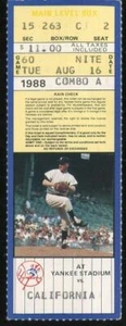Don Mattingly 2Hrs Winfield HR - 1988 New York Yankees Angels Baseball Ticket - Picture 1 of 1