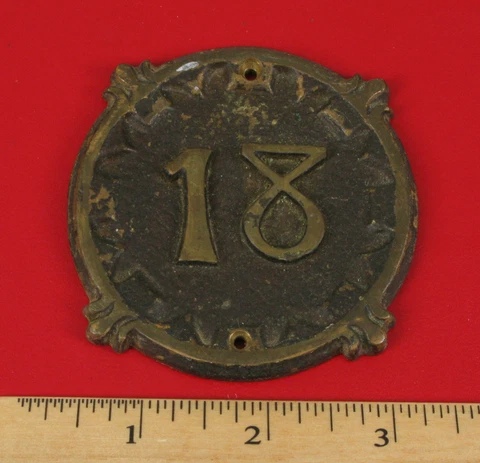 ARTS & CRAFTS ERA BRASS ART DECO HOUSE NUMBER NUMERAL MAILBOX PLAQUE SIGN # 18 Cover