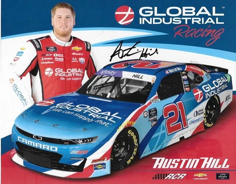 SIGNED 2023 AUSTIN HILL “GLOBAL INDUSTRIAL RACING” #21 NASCAR XFINITY POSTCARD Cover