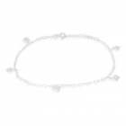 New Sterling Silver Multi Heart Drop Ladies Anklet 230mm(9") Silver For Her