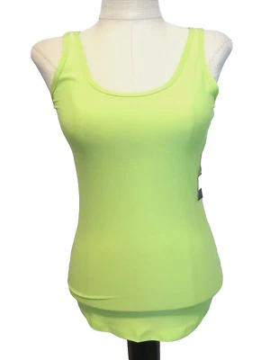 NO BOUNDARIES FITTED SUPERSOFT Bright Green SCOOP Stretch Knit TANK SZ. Jr. M - Image 1 of 4