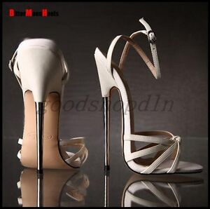 Womens Cut out Open Toe 18CM Metal High Heel Ankle Strap Sandals shoes