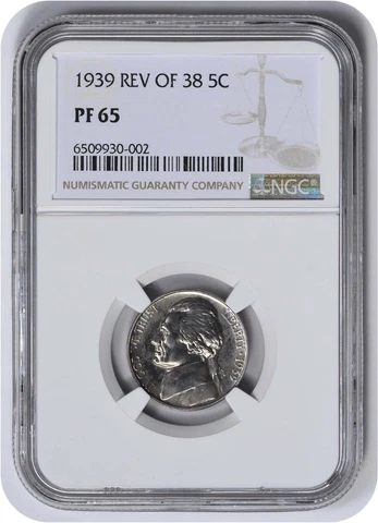 1939 Jefferson Nickel Reverse of 1938 PR65 NGC Cover