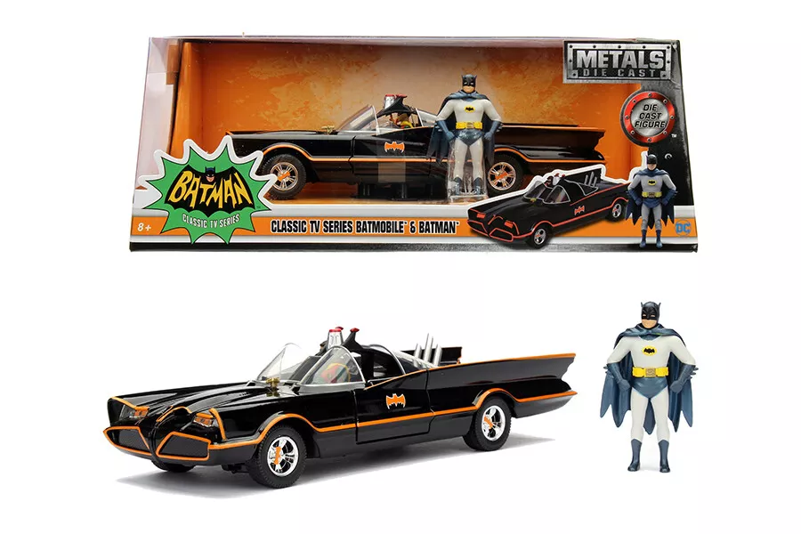 Batman Batmobile 1966 Classic TV Series 2B Figure Metals Die-Cast 1:24 Model - Immagine 1 di 1