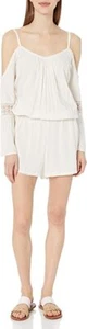 Roxy Women's Island Joy Romper Medium Med Cream Ivory New - Picture 1 of 2