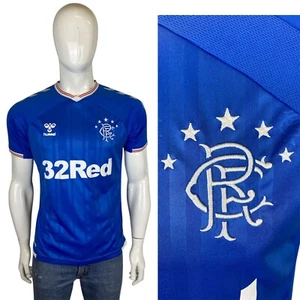 Vintage GLASGOW RANGERS 2019/2020 Home Football Shirt M Hummel Strip Kit Top - Picture 1 of 17