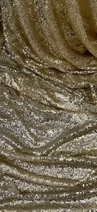 Gold Sequin Tulle Fabric 58'' PRICE PER METER - Picture 1 of 2