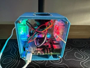 Raspberry Pi 5 8GB + Blue Case + Cooler + OLED + LEDShim, Amp & Speaker - Picture 1 of 13