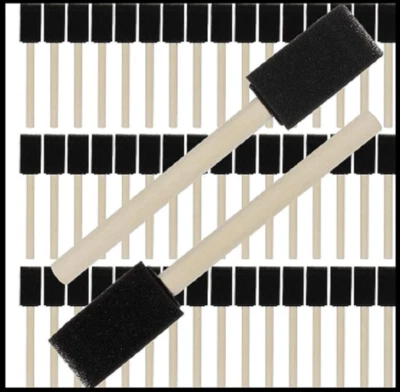 Paquete de 200 cepillos de espuma de 1 pulgada esponja mango de madera cepillo de pintura cepillo de esponja de espuma para Foto 1 de 4