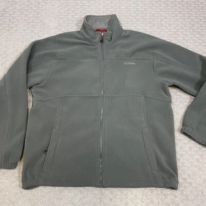 LL Bean Gray Zip Up Fleece Men’s Size Large Jacket with Zip Pockets - Picture 1 of 7