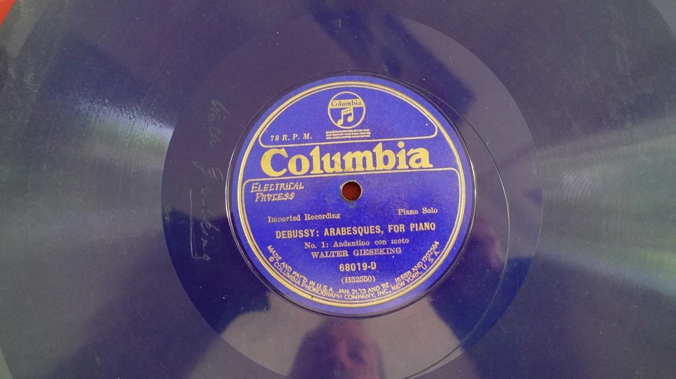 Walter Gieseking DEBUSSY Arabesques PIANO Columbia 68019-D - 12" 78 - Image 1 of 1