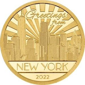 NEW YORK Big City Lights Gold Coin $5 Cook Islands 2022 - Picture 1 of 2