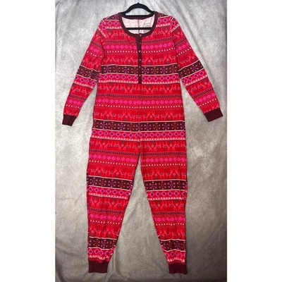 Xhilaration Christmas One Piece Pajamas Fair Isle Reindeer Cotton Y2K XL Target - Image 1 of 4