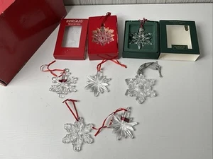 Lot of 7 Marquis/Waterford Snowflake Crystal Ornament Annual Christmas - Picture 1 of 18