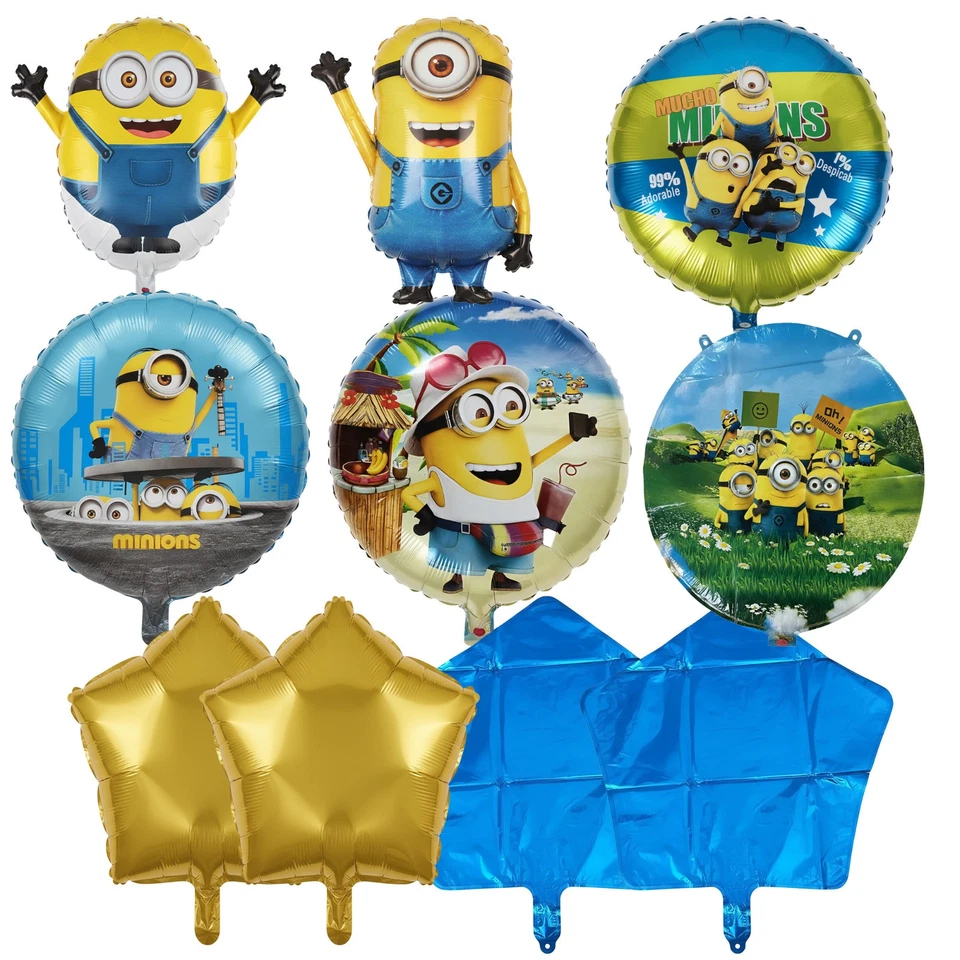 Minions Foil Balloons 10pcs Set Kids Birthday Party Cartoon Theme Decorations - Image 1 of 4