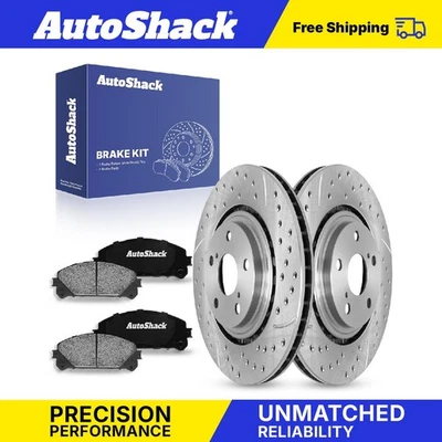 Front Drilled Slotted Brake Rotors Ceramic Pads for Toyota Highlander 3.5L Foto 1 de 4