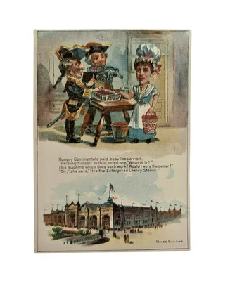 Victorian Trade Card Enterprise Mfg Co Cherry Stoner Mines Building 1800s Foto 1 de 2