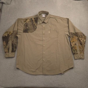 Columbia Men XXL Khaki Camo Sleeve Hunting Shirt AM7090 Cotton Mossy Oak - Picture 1 of 12