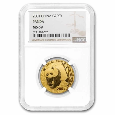 2001 China 1/2 oz Gold Panda MS-69 NGC - Image 1 of 3
